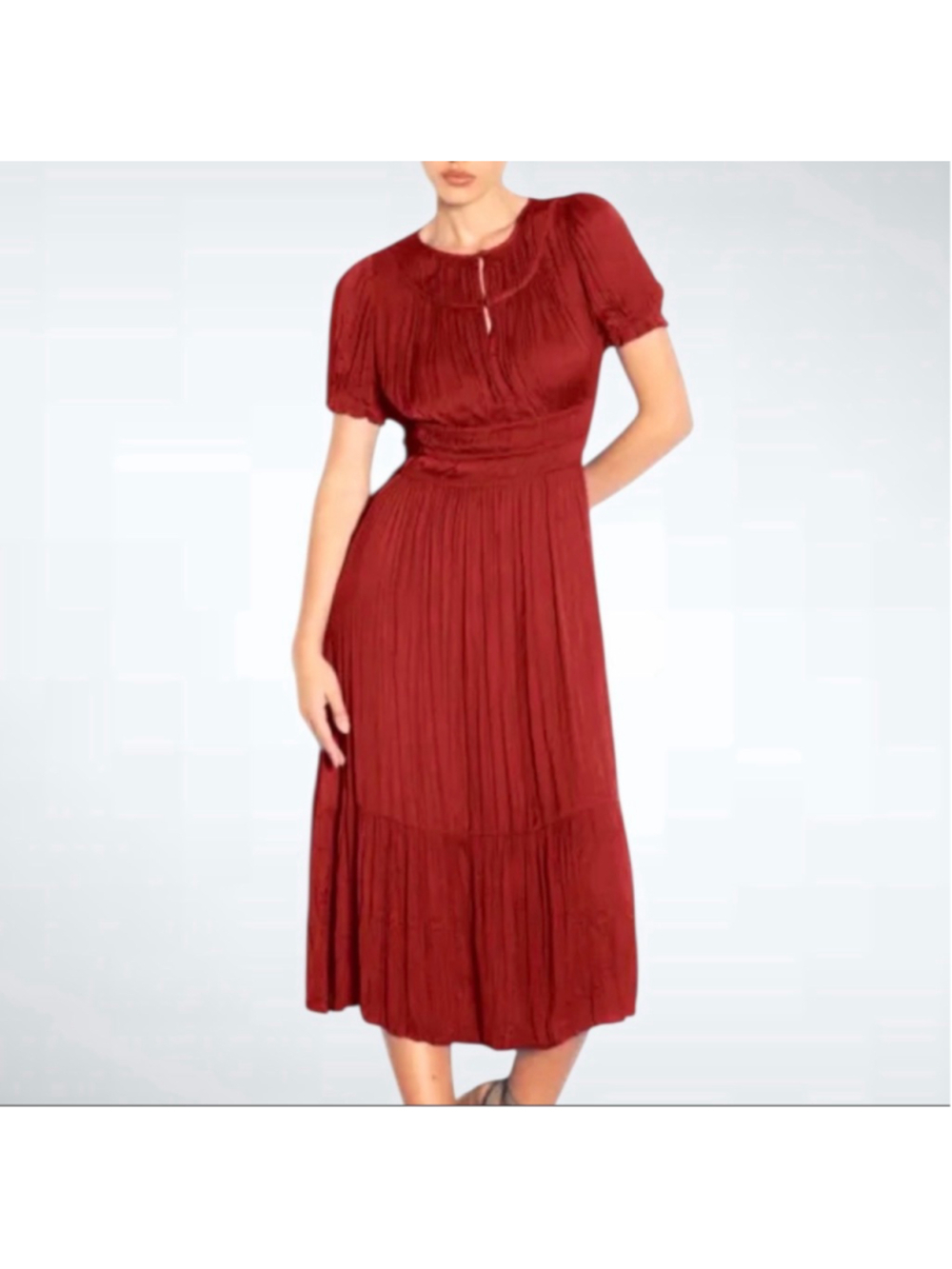 Anthropologie Current Air Brooklyn Midi Dress in Burgundy Size M